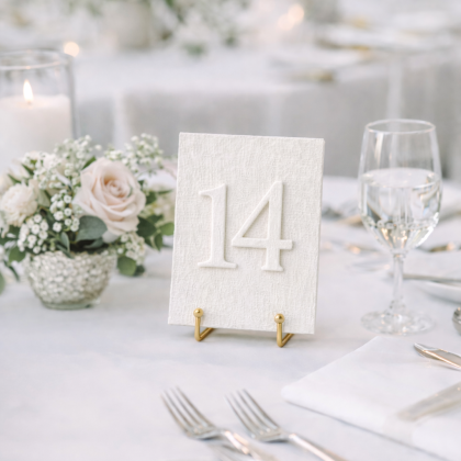 LANENI OZNAČEVALCI MIZ + ZLATO STOJALO